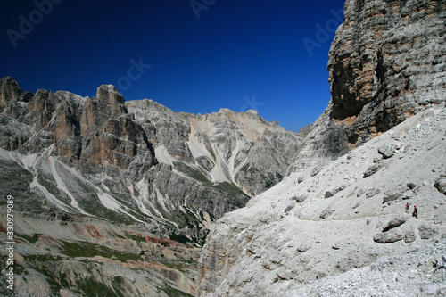 In the wall of Tofana di Rozes is a mountain of the Dolomites in the Province of Belluno, Veneto, Italy