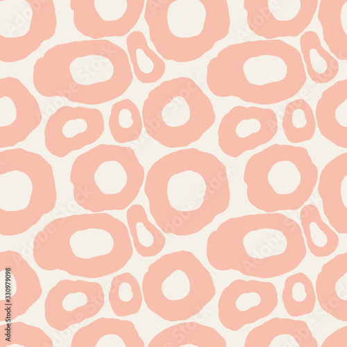 Cute cartoon uneven round shapes seamless pattern. Geometric background. Vector illustration. 