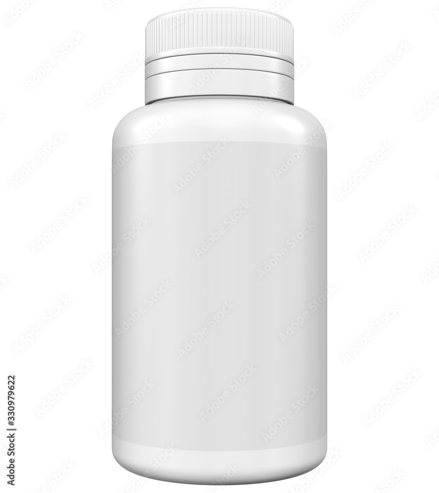 Realistic 3D Bottle Mock Up Template on White Background.3D Rendering Realistic 3D Bottle Mock Up Template on White Background.3D Rendering