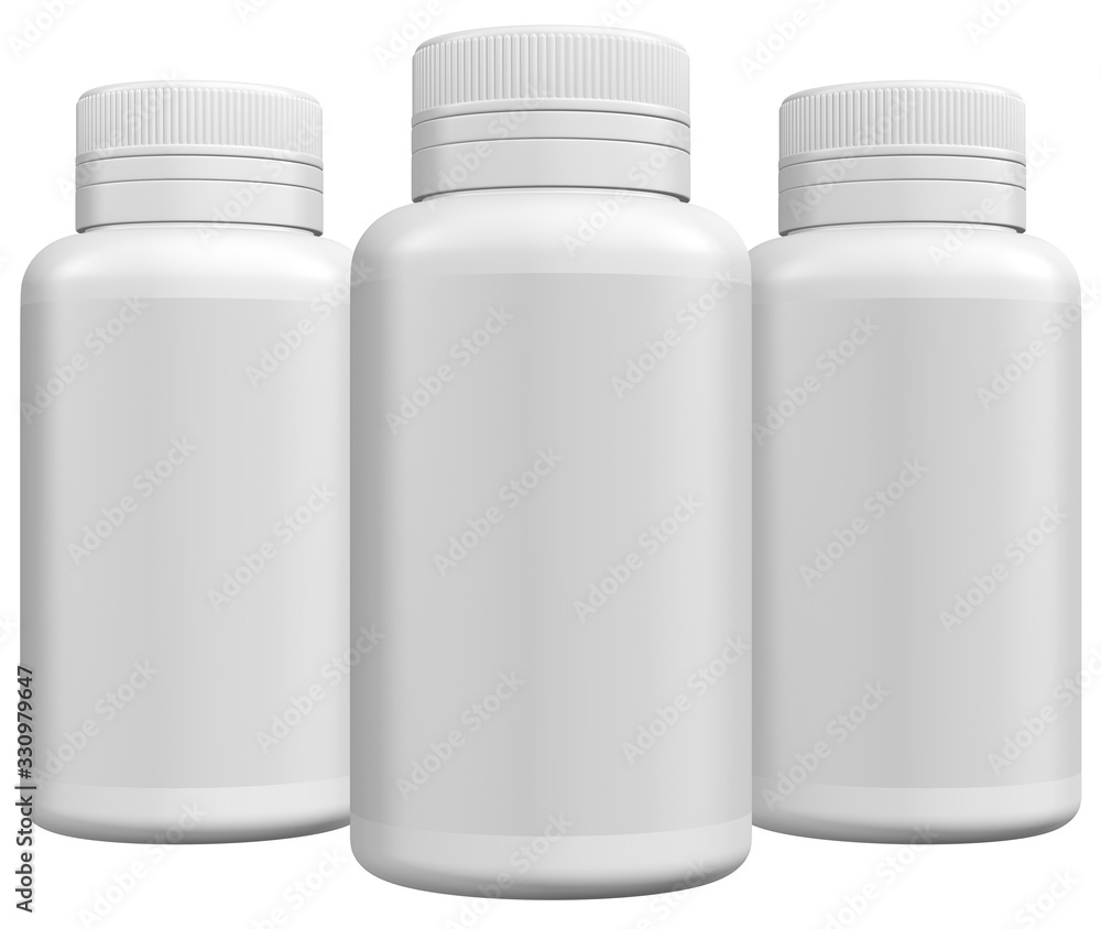 Realistic 3D Bottle Mock Up Template on White Background.3D Rendering Realistic 3D Bottle Mock Up Template on White Background.3D Rendering
