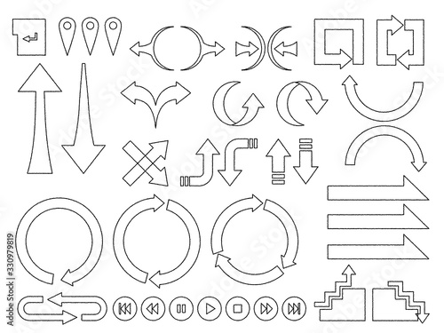 アイコンセット＿矢印＿手描風ライン＿文字なし