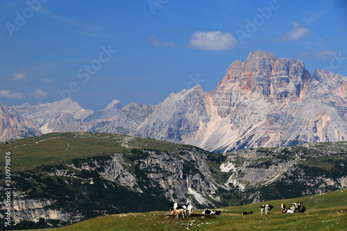 Lanscape of Sexten Dolomites near Tre Cime di Lavaredo, Dolomites, Italy