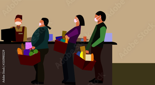  People are buying masks in a supermarket, coronavirus? covid-19