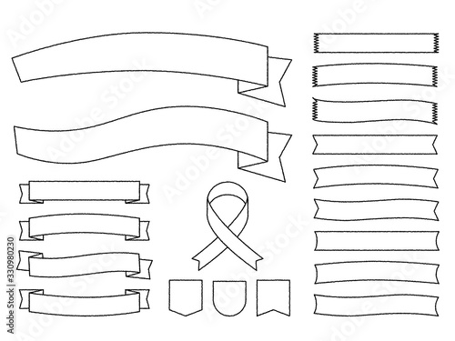 フレームセット＿見出し用リボン＿手描風＿文字なし