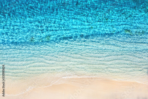 Sea coast as a background from top view. Azure water background from top view. Summer seascape from air. Travel - image