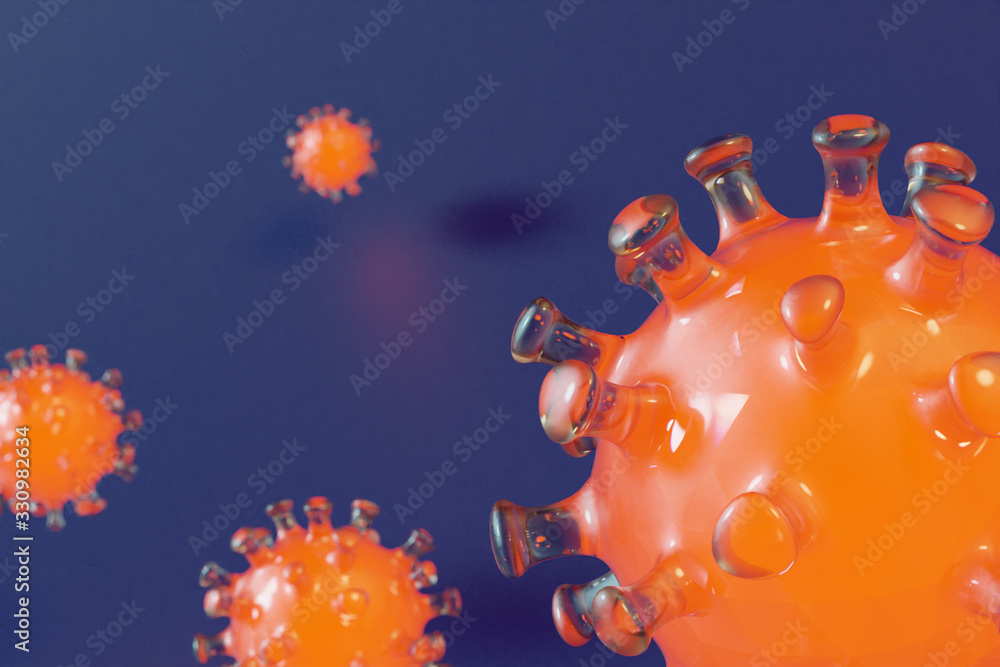 wizualizacja symboliczna obrazująca komórkę wirusa - obrazy, fototapety, plakaty 