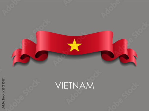 Vietnamese flag wavy ribbon background. Vector illustration.