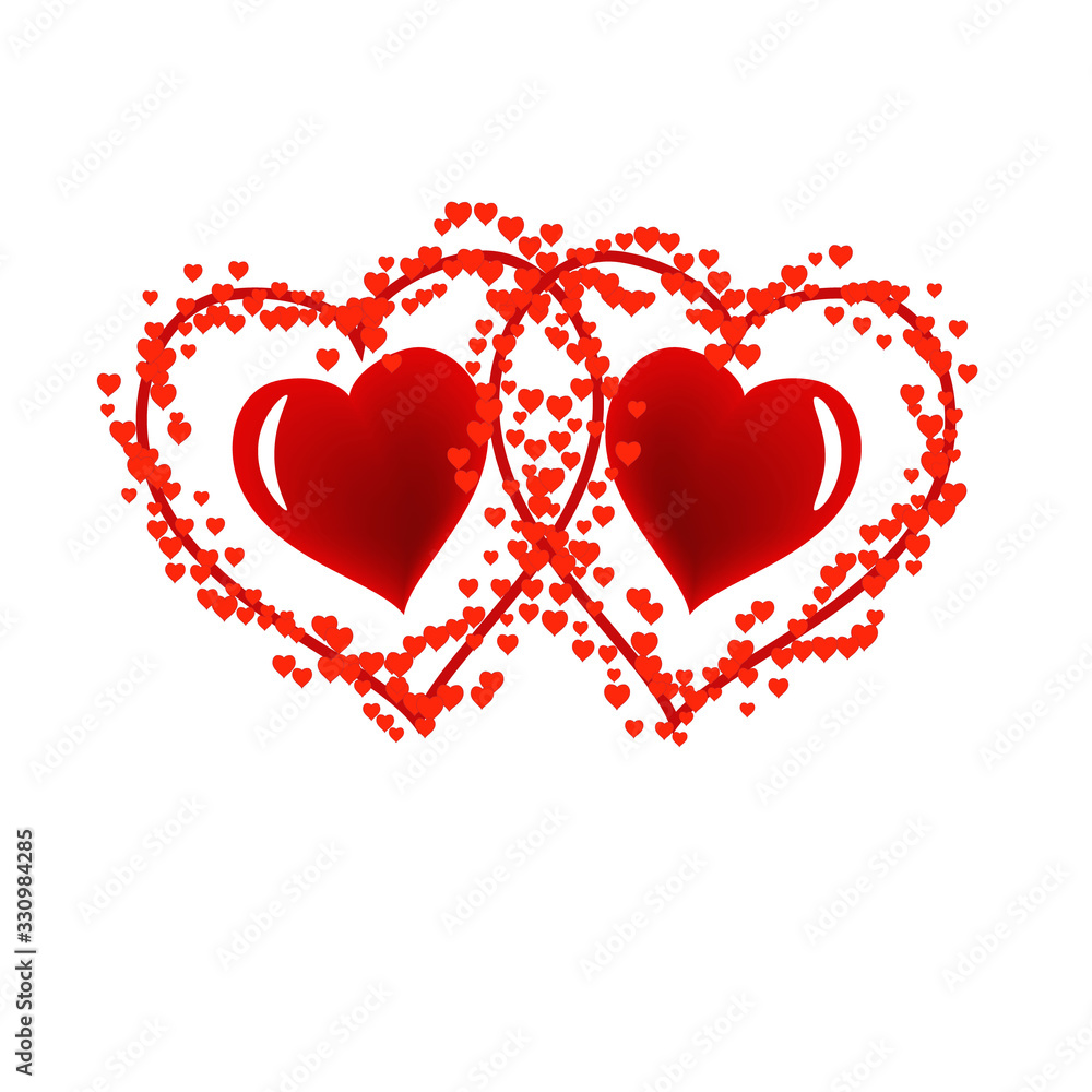 Red hearts with highlights on a white background. Use for cards, greetings, invitations. intros, packages, napkins. Vector. Red hearts with highlights on a white background. Use for cards, greetings, invitations. intros, packages, napkins. Vector.