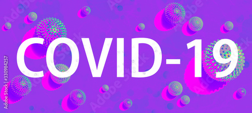 COVID-19 Coronavirus theme with viral objects flatlay overhead view