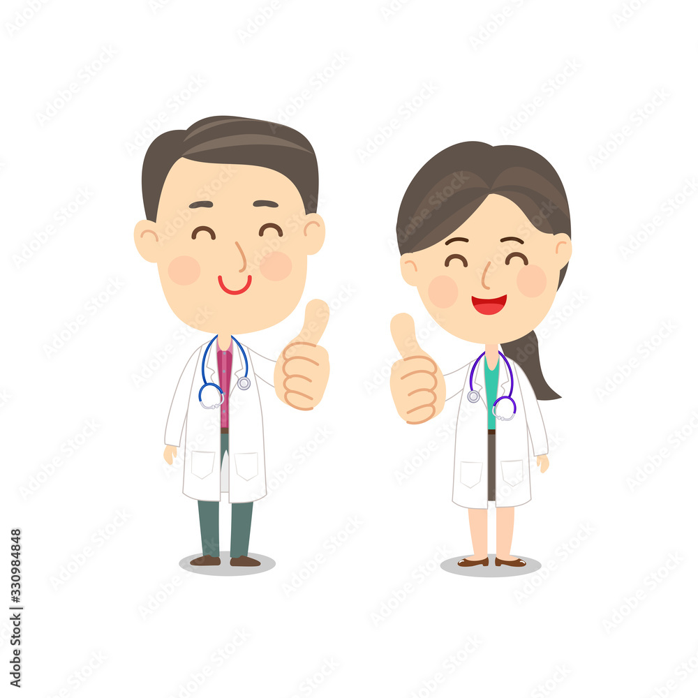Cartoon Male and Female Doctor Vector