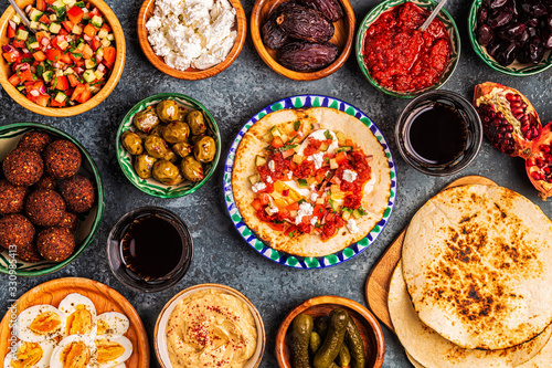 Traditional dishes of Israeli and Middle Eastern cuisine