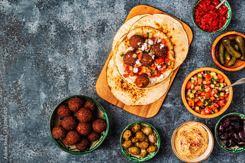 Falafel - traditional dish of Israeli and Middle Eastern cuisine photo