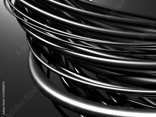 Metallic abstract wavy tubes background