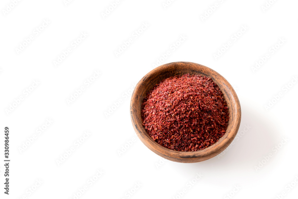 Sumak a spice from the ground berries of one of the types of sumac
