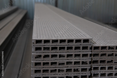 A plastic deck board is in stock. warehouse space photo