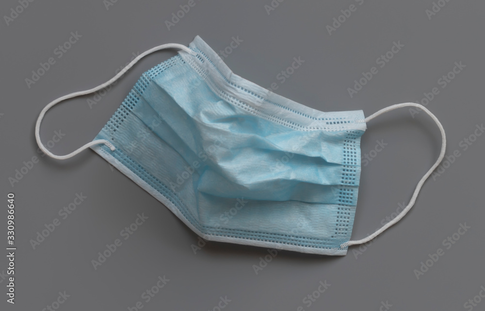 medical disposable face shield on gray background medical disposable face shield on gray background