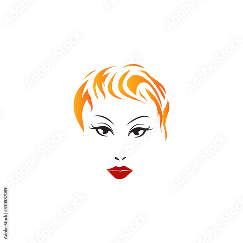 Vector illustration design of woman face with short blonde hair.