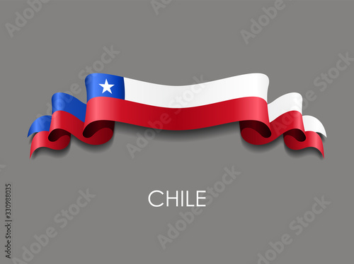 Chilean flag wavy ribbon background. Vector illustration.