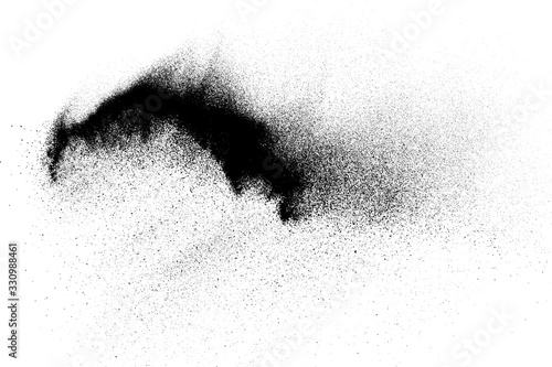 Black grainy texture isolated on white background. Dust overlay. Dark noise granules. Digitally generated image. Vector design elements. Illustration  Eps 10.