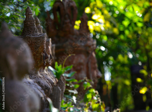 bhudda statues at temple in the jungle
