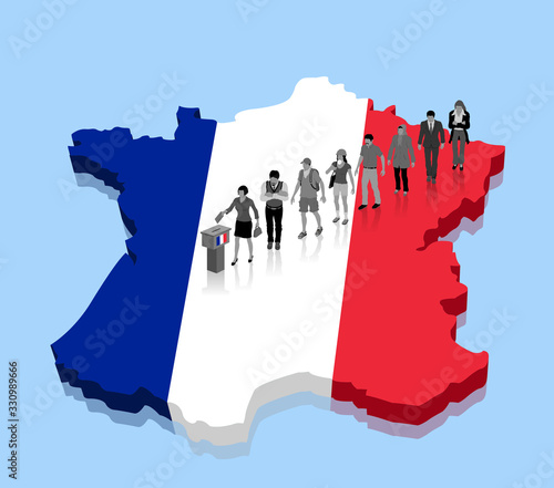 French citizens are voting for election over a France map