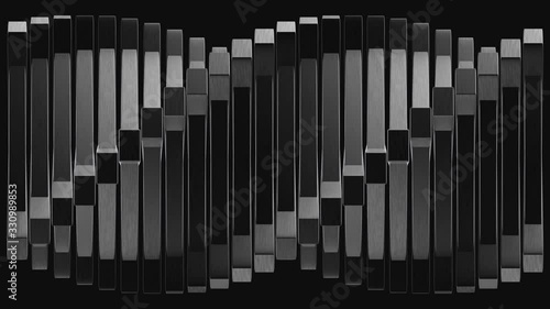 Loop able abstract modern rotation twist black square panel stack footage background.