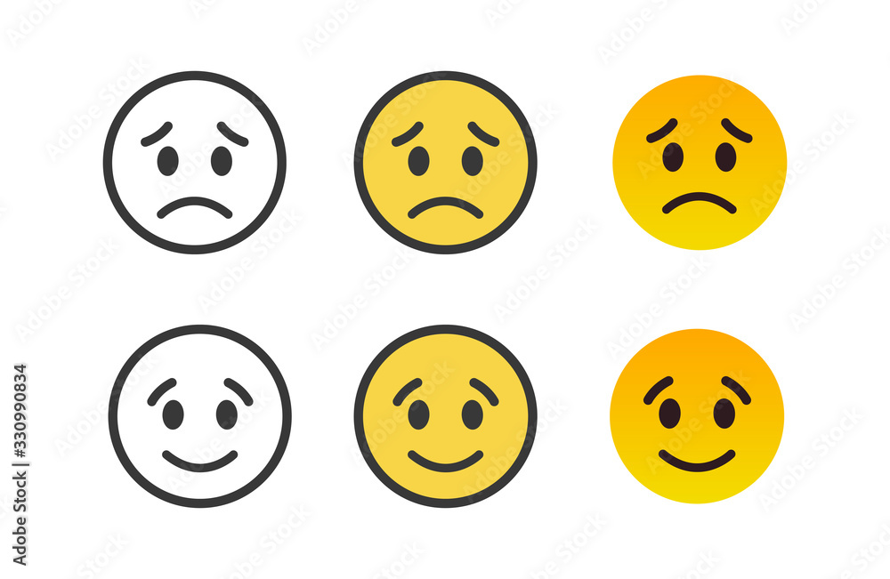 Fototapeta premium Happy and Sad emoji emotion icon. Good and Bad reaction.