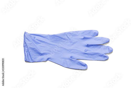Blue latex medical glove