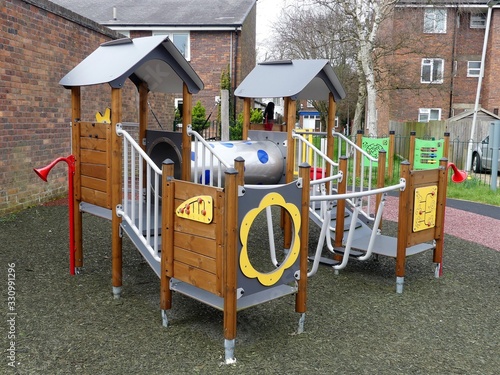 Childrens play equipment at Skidmore Way Play Area, Rickmansworth, Hertfordshire photo