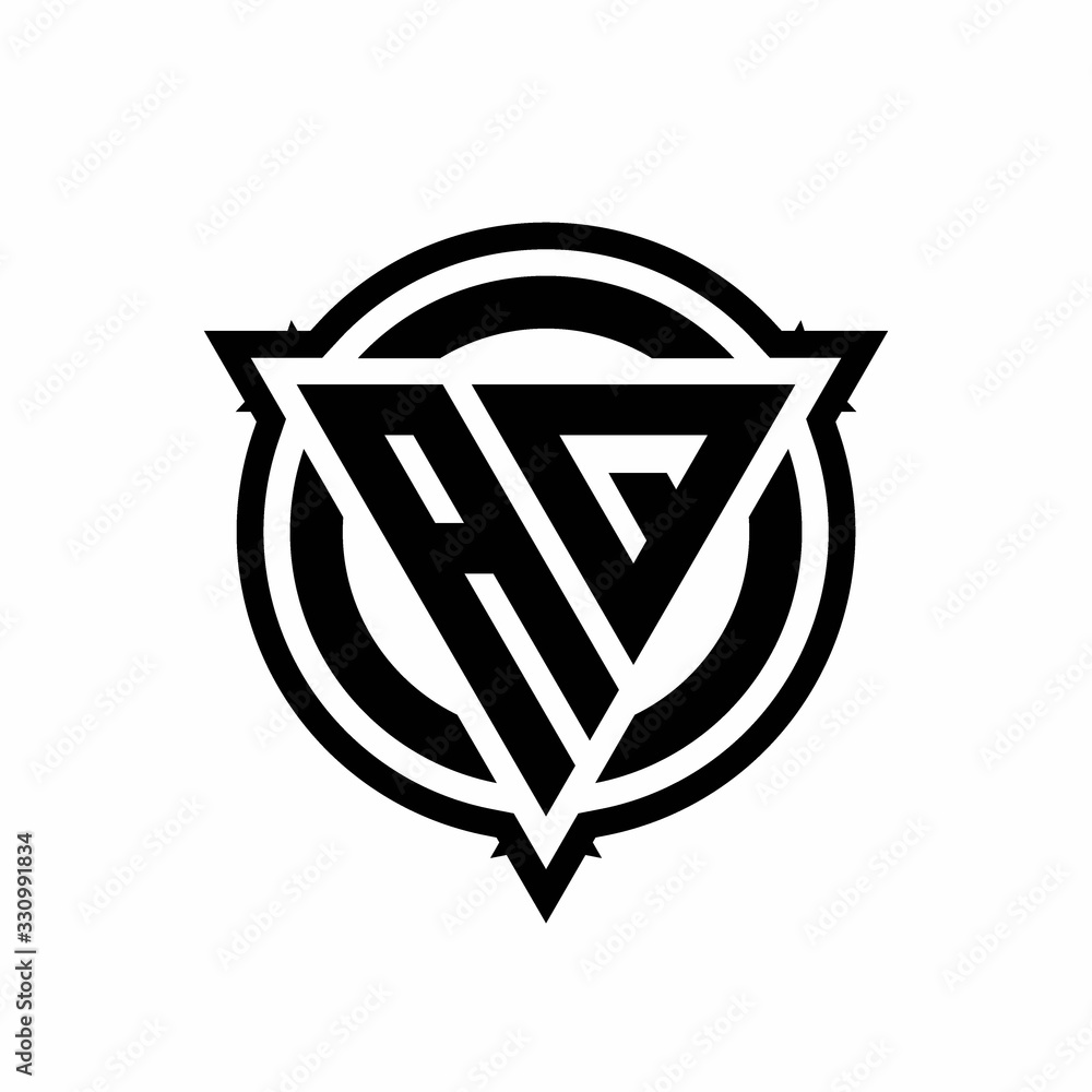 AX logo with triangle shape and circle with outline rounded design template AX logo with triangle shape and circle with outline rounded design template