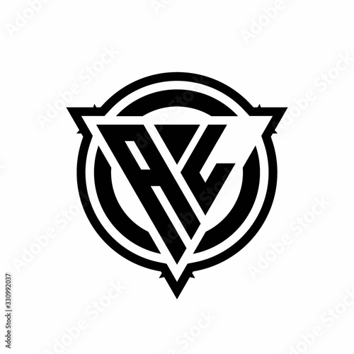AL logo with triangle shape and circle with outline rounded design template
