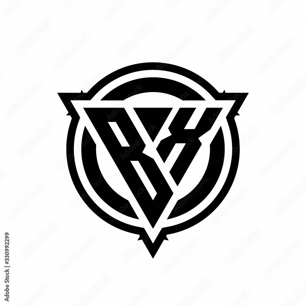 BX logo with triangle shape and circle with outline rounded design template BX logo with triangle shape and circle with outline rounded design template