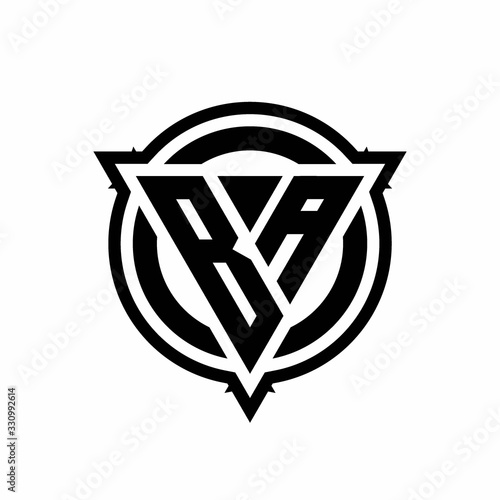 BA logo with triangle shape and circle with outline rounded design template