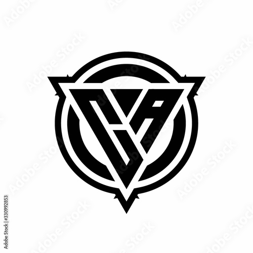 CA logo with triangle shape and circle with outline rounded design template