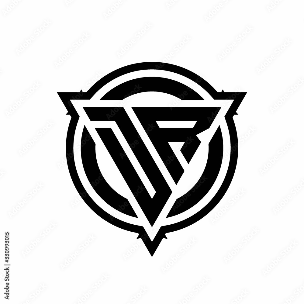 DR logo with triangle shape and circle with outline rounded design template DR logo with triangle shape and circle with outline rounded design template