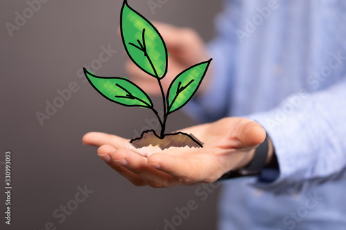green plant growing up digital