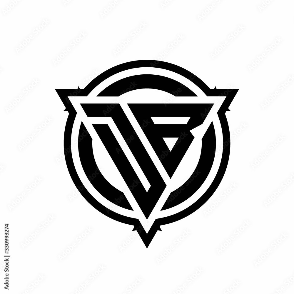 DB logo with triangle shape and circle with outline rounded design template DB logo with triangle shape and circle with outline rounded design template