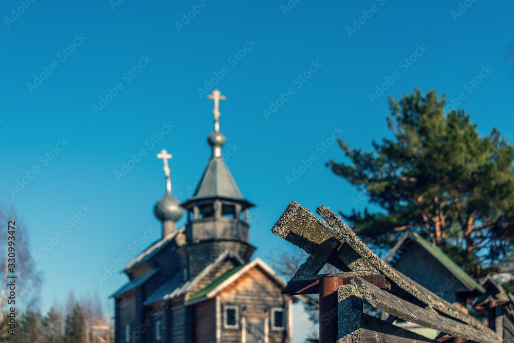 Rural wooden orthodox Christian temple