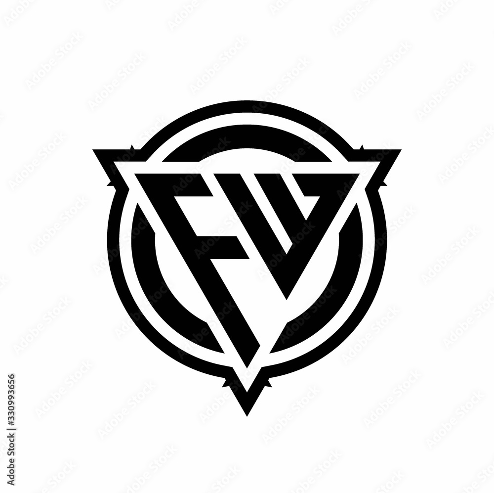 FW logo with triangle shape and circle with outline rounded design ...