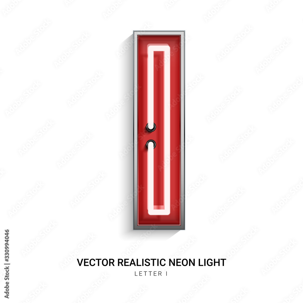 Red neon Colorful on Font I. All elements are Isolated on white background. 3d Realistic vector illustration Red neon Colorful on Font I. All elements are Isolated on white background. 3d Realistic vector illustration