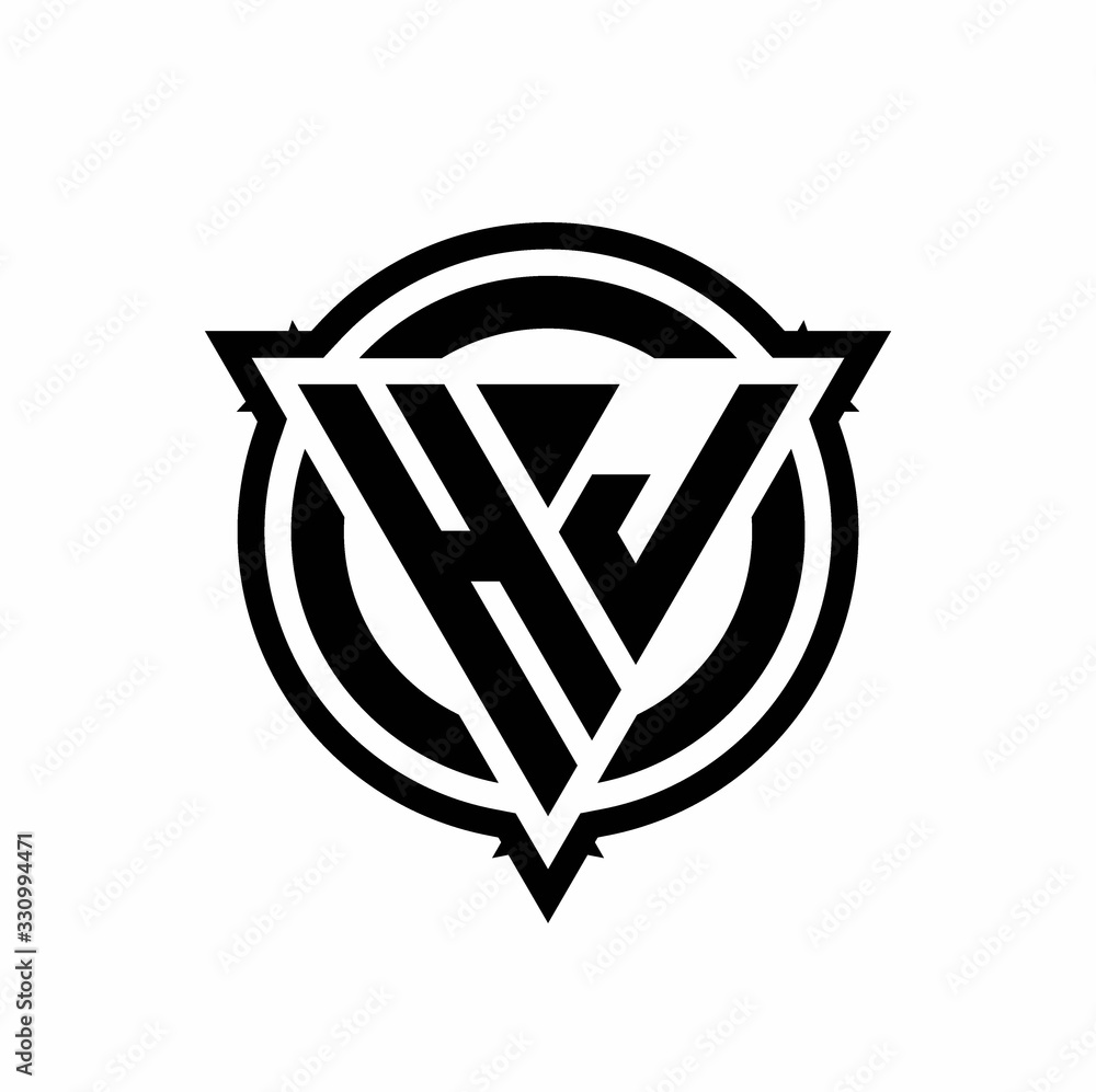 HJ logo with triangle shape and circle with outline rounded design ...