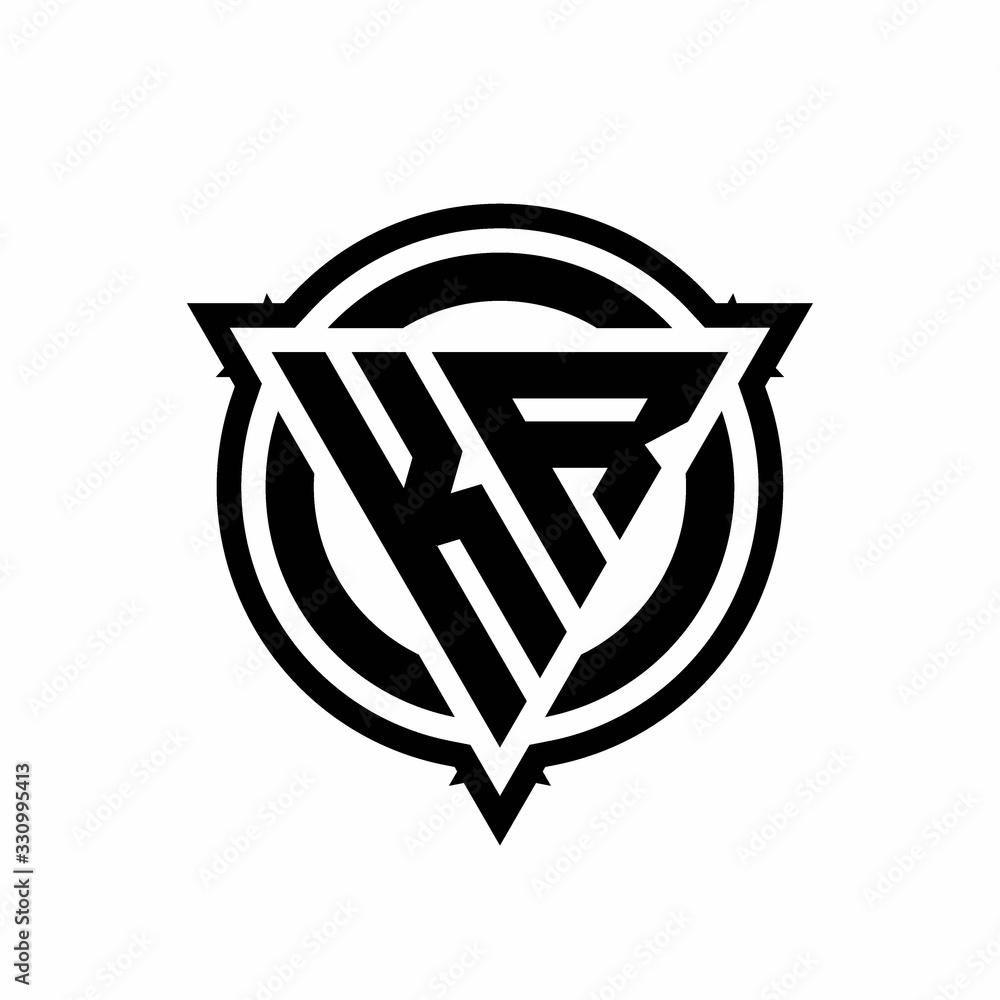KR logo with triangle shape and circle with outline rounded design template KR logo with triangle shape and circle with outline rounded design template