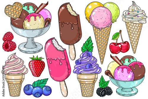 Vector illustration of collection of ice cream.