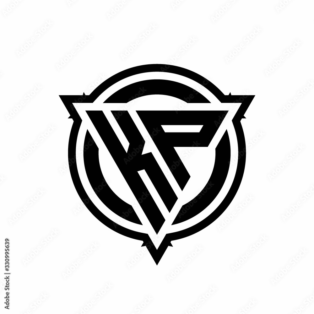 KP logo with triangle shape and circle with outline rounded design template KP logo with triangle shape and circle with outline rounded design template