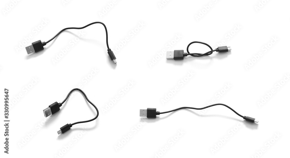 Collection of USB cable isolated on white background Collection of USB cable isolated on white background