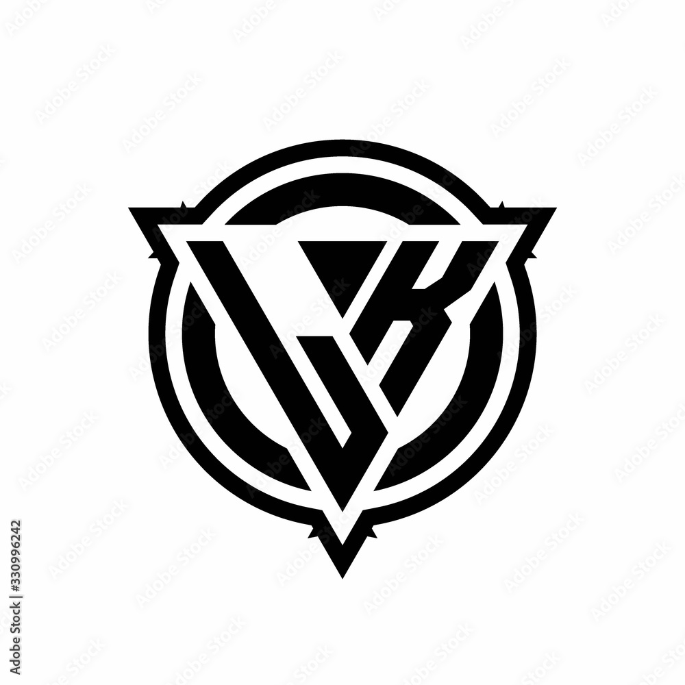 LK logo with triangle shape and circle with outline rounded design template LK logo with triangle shape and circle with outline rounded design template