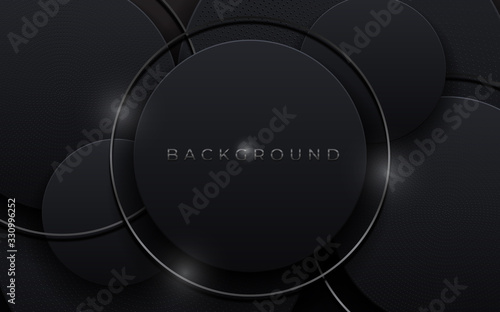 Black abstract minimalist background with a dark geometric shape. Modern design decoration textured luxury gradient geometric elements. Vector material texture premium concept wallpaper, cover, banner