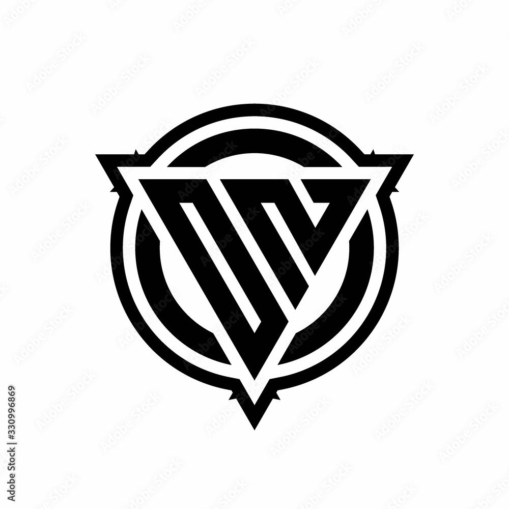 ON logo with triangle shape and circle with outline rounded design template