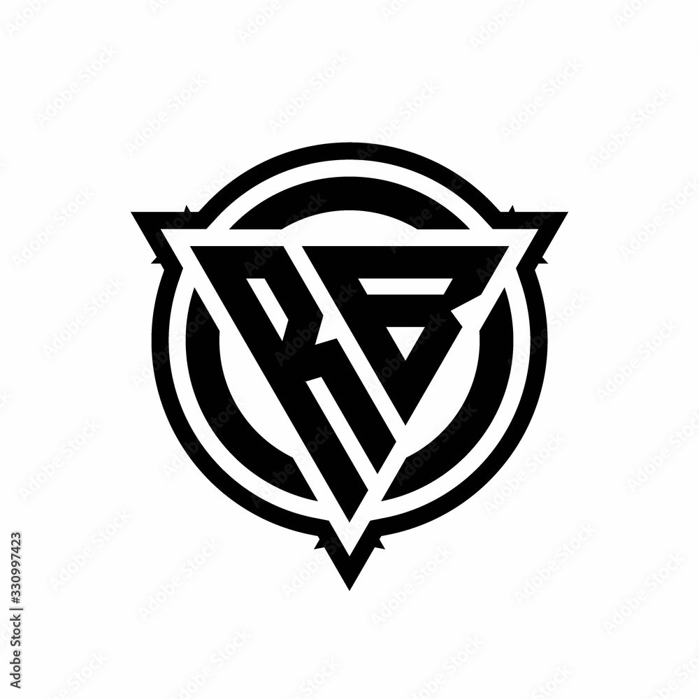 RB logo with triangle shape and circle with outline rounded design ...