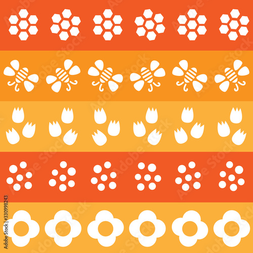 Yellow and white bees and flowers seamless repeat pattern tile, perfect for backgrounds, textures, wallpaper, surface pattern design, fabric, textiles, stationery and more.
